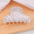 Pince à cheveux élégante en résine marbrée blanche avec strass pour un coiffage chic - Grand Style Pince Requin Arc (D4-3-19)