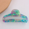 10 cm große Haarklammer mit blau-violettem Marmor-Farbverlauf aus PVC-Material - Aurora Blaugrün Lila Marmor (C17-4-14)