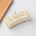 Rectangle cream marble hair claw clip made of smooth acetate for thick hair - Creamy Yellow (C6-3-7)