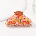 Orange moon-shaped hair claw with western cowboy boots and cactus pattern prints - Orange Western Cowboy (C20-3-10)