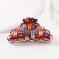 Dark brown hair claw clip with western cowboy patterns featuring boots and cacti - Dark Coffee Western Cowboy (C20-3-13)