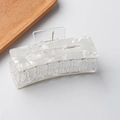 Pinza per capelli rettangolare effetto marmo bianco con molla dorata stile francese - Bianco Marmo (C6-3-6)