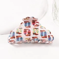 Pink arched hair claw clip with colorful cowboy boot patterns for women's hairstyling - Pink Cowboy Boots Pattern (C20-3-15)