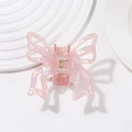 Pink butterfly hair claw clip with pearlescent finish and golden metal spring - S / Rose Pink