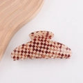 Vintage brown checkered hair claw clip for women made of premium glossy acetate material - Plaid