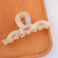 Elegant cream wavy claw clip with iridescent acetate finish and cutout design - Iridescent Beige (D3-1-16)