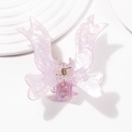 Elegant butterfly hair claw clip with pearlescent pink and purple marble texture - L / Lilac Purple