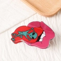 Lebhafte rote Haarklammer in Lippenform mit kreativem Alien-Design aus glänzendem PVC - Rote Lippen Außerirdischer Stil (D6-4-17)