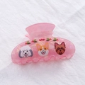 Simpatica molletta per capelli rosa da 8 cm con disegni di barboncini e corgi - C5-1-23