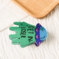 Lustige UFO-Haarklammer in Grün und Blau mit dem Slogan Get In Loser aus Acetat - Blaues UFO Text-Stil (D6-4-15)