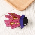 Rosa Hand-Haarklammer mit Pizza-Muster und lila UFO-Design aus Acryl-Material - Rosa Hand Pizza Stil (D6-4-16)