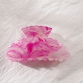 Pink and white marble textured hair claw clip in a wave shape for women and girls - Noble Rose (D11-3-12)