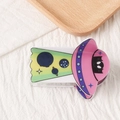 Cartoon UFO shape hair claw clip with space theme and cat pilot in pink and purple colors - Starry Night Cat UFO Style (D6-4-14)
