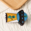 UFO and alien design PVC hair claw clip in bright yellow and blue variant - Yellow UFO Alien Style (D6-4-13)