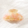 Pink and yellow marbled scalloped hair claw clip in translucent candy colors - Lemon Yellow (D11-3-14)