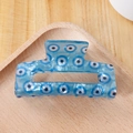Blue rectangle hair claw clip with evil eye pattern and translucent finish - Translucent Sky Blue (C19-4-4)