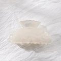 Pinza per capelli in acetato bianco perlato con design a conchiglia ondulata - Bianco Perla (D11-3-9)
