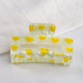 8cm heart pattern acrylic hair claw in translucent cream with yellow love print - Yellow Heart (D2-3-15)
