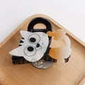 Pearlescent white cartoon cat hair claw clip with black spots and orange tail - Calico Cat Style (D3-3-3)