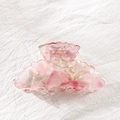 Pink translucent resin hair claw clip with golden foil texture and shell-like wavy edges - Cool Pink (D11-3-13)