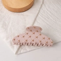 Pinza per capelli rosa in acrilico con trama trapuntata e borchie dorate - Rosa