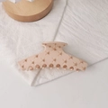 Cross-patterned nude acrylic hair claw clip with golden stud embellishments - Nude Pink