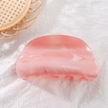 Pinza de pelo semicircular rosa semitransparente de 9cm con elegante resina - Estilo Rosa Semitransparente (D3-1-11)