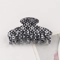Large black and white checkerboard flower hair claw clip for thick hair styling - Five-Petal Flower Checkerboard Style (C13-4-17)