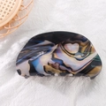 Pinza de pelo marmoleada azul en acetato con diseño de semicírculo de 9 cm para peinados - Estilo de Textura de Mármol de Color Mágico (D3-1-12)