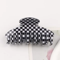 Pinza per capelli classica con motivo a scacchi bianco e nero e struttura multi-dente - Stile Scacchiera Classica (C13-4-16)