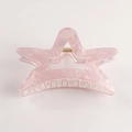 Pink star shaped hair claw clip with pearlescent acetate texture and gold spring - Pink (D5-3-9)
