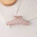 Molla per capelli rosa Morandi in acrilico con trama a rombi e perline dorate - Caffè Moka