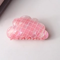 Sweet pink cloud-shaped hair claw with pearlescent finish and white checkered pattern - Iridescent Pale Pink (D12-4-6)