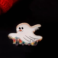 Niedliche Geister-Haarklammer mit holografischen Kanten und Halloween-Gesicht - Lächelndes Gespenst Mit Oranger Nase (D1-3-22)