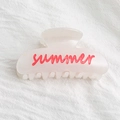 Molletta per capelli bianco perlato con scritta Summer rossa per acconciature carine - Summer Rosa Bianco