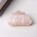 Cloud-shaped checkered hair claw clip in light pink pearlescent mosaic finish - Iridescent Pink Mosaic (D12-4-7)