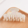 Elegant large cream pearlescent hair claw clip with iridescent finish on a wooden tray - Iridescent Pearl White (C2-4-13)