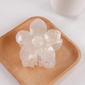 Pearlescent white plumeria flower hair claw clip with colorful gradient finish on wood tray - Pearlescent White (C15-3-19)