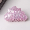 Cloud-shaped checkered hair claw clip in purple and white pearlescent finish - Iridescent Purple (D12-4-3)