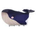 Cute whale-shaped hair claw clip in dark blue and cream white color for women - Deep Blue Whale Style (D10-4-2)