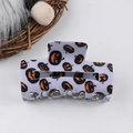 Halloween pumpkin hair claw clip in white acrylic with orange festive patterns - White Pumpkin Lantern Style (C7-4-6)