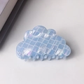 Pince à cheveux nuage bleu clair avec motif mosaïque et finition nacrée brillante - Bleu Irisé (D12-4-1)
