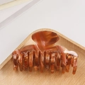 Pinza per capelli con motivo marmorizzato marrone e denti a doppio strato fitti - Motivo Ambra (C2-4-12)