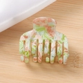 Floral pastel marble hair claw clip with green and peach resin swirl pattern - Green Pink Marble Pattern (C8-2-9)