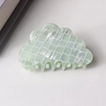 Pince à cheveux nuage vert menthe avec fini nacré et motif à carreaux blancs élégant - Vert Irisé (D12-4-5)