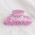 Pince à cheveux marbrée violette et rose avec motif Friday en acétate de qualité - Friday Violet Blanc