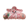 Pink starfish hair claw clip with cute smile and colorful ocean coral illustrations - Pink Starfish Style (D10-4-3)
