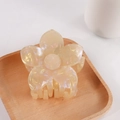Creamy white iridescent plumeria hair claw clip in high-quality resin floral finish - Ivory (C15-3-17)
