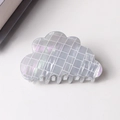 Pince à cheveux nuage avec motif à carreaux blancs et fini nacre irisé élégant - Blanc Cassé Irisé (D12-4-2)
