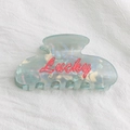 Pince à cheveux en acétate bleu avec inscription Lucky rose pour coiffures - Lucky Rose Bleu